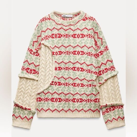 Zara cable knit jacquard sweater - Picture 4 of 6